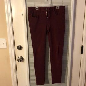 Burgundy sateen jeggings American eagle